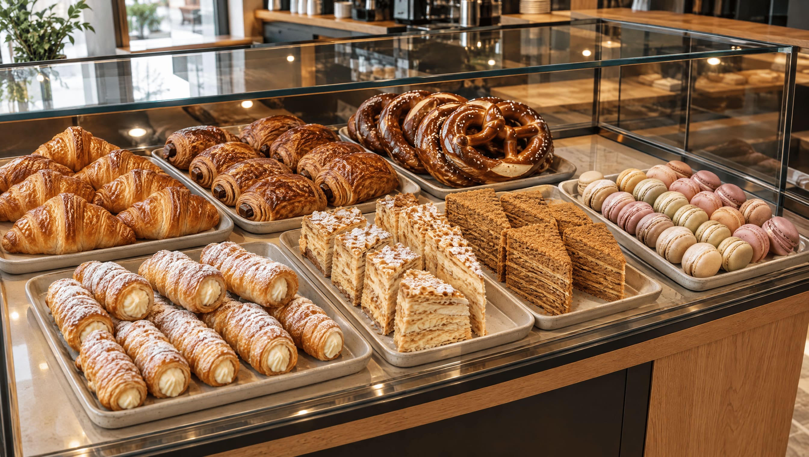 Vitrine mit Kuchen und Gebäck